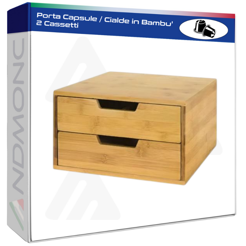 Porta Capsule / Cialde in Bambu' 2 Cassetti
