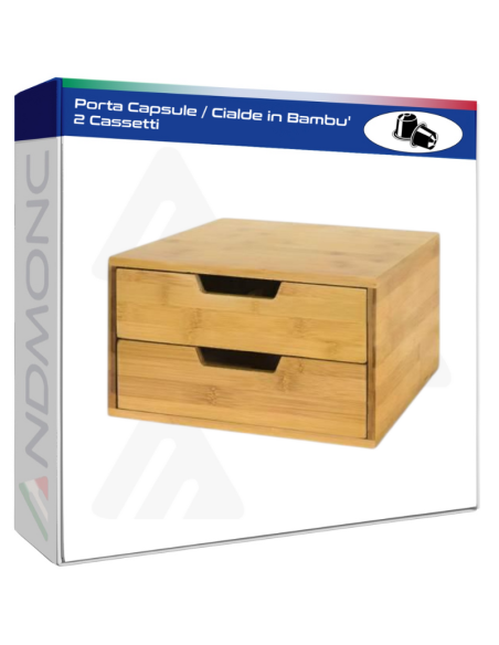 Porta Capsule / Cialde in Bambu' 2 Cassetti
