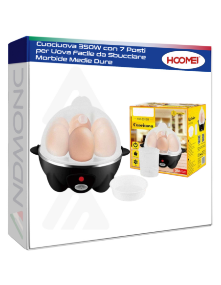 Cuociuova 350W con 7 Posti per Uova Facile da Sbucciare Morbide Medie Dure