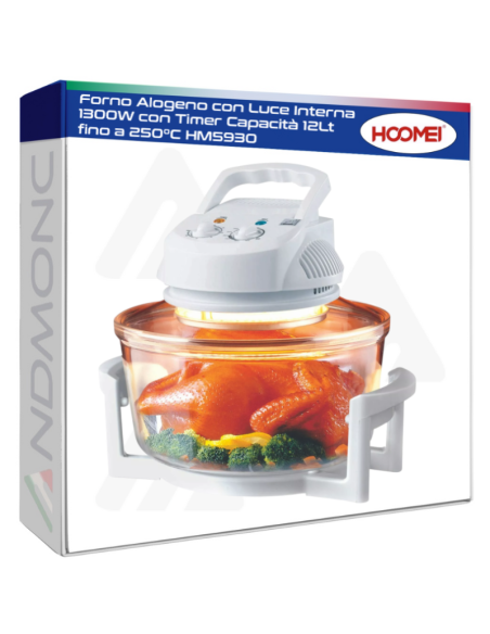 Forno Alogeno con Luce Interna 1300W con Timer Capacità 12Lt fino a 250°C HM5930