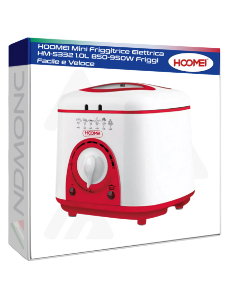 HOOMEI Mini Friggitrice Elettrica HM-5332 1.0L 850-950W Friggi Facile e Veloce