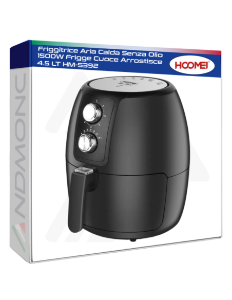 Friggitrice Aria Calda Senza Olio 1500W Frigge Cuoce Arrostisce 4.5 LT HM-5392