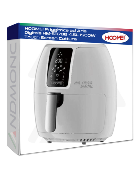 HOOMEI Friggitrice ad Aria Digitale HM-5378B 4.5L 1500W Touch Screen Cottura