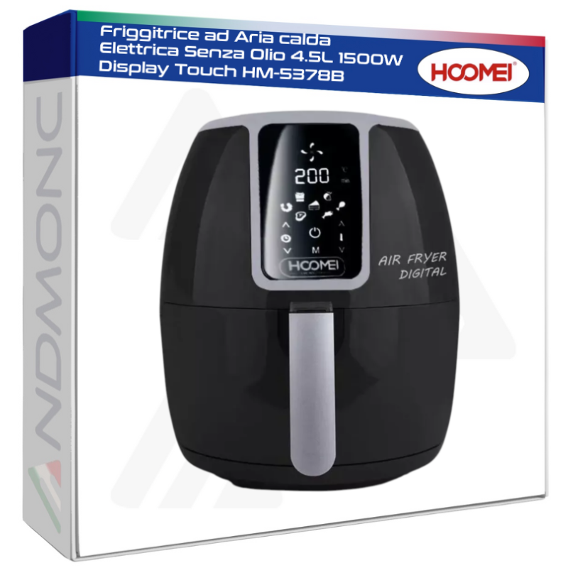 Friggitrice ad Aria calda Elettrica Senza Olio 4.5L 1500W Display Touch HM-5378B