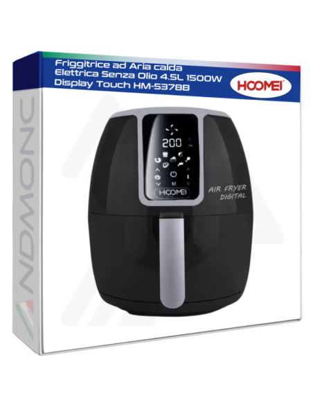 Friggitrice ad Aria calda Elettrica Senza Olio 4.5L 1500W Display Touch HM-5378B