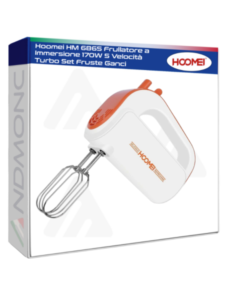 Hoomei HM 6865 Frullatore a Immersione 170W 5 Velocità Turbo Set Fruste Ganci