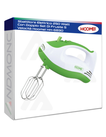 Sbattitore Elettrico 250 Watt Con Doppio Set Di Fruste 5 Velocità Hoomei Hm-6830 Verde