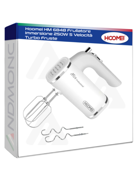 Hoomei HM 6848 Frullatore Immersione 250W 5 Velocità Turbo Fruste