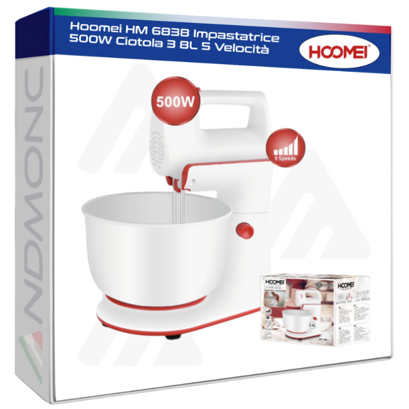 Hoomei HM 6838 Impastatrice 500W Ciotola 3 8L 5 Velocità