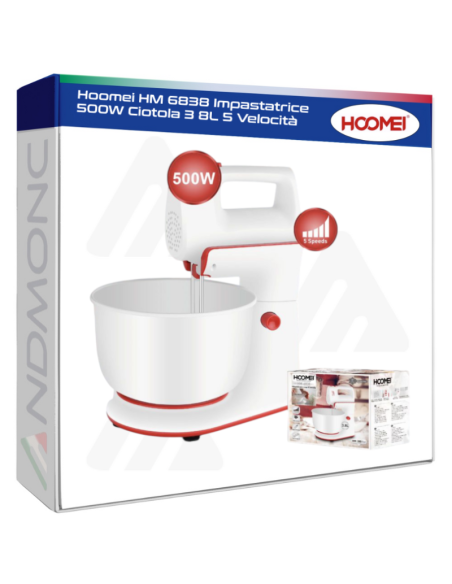 Hoomei HM 6838 Impastatrice 500W Ciotola 3 8L 5 Velocità