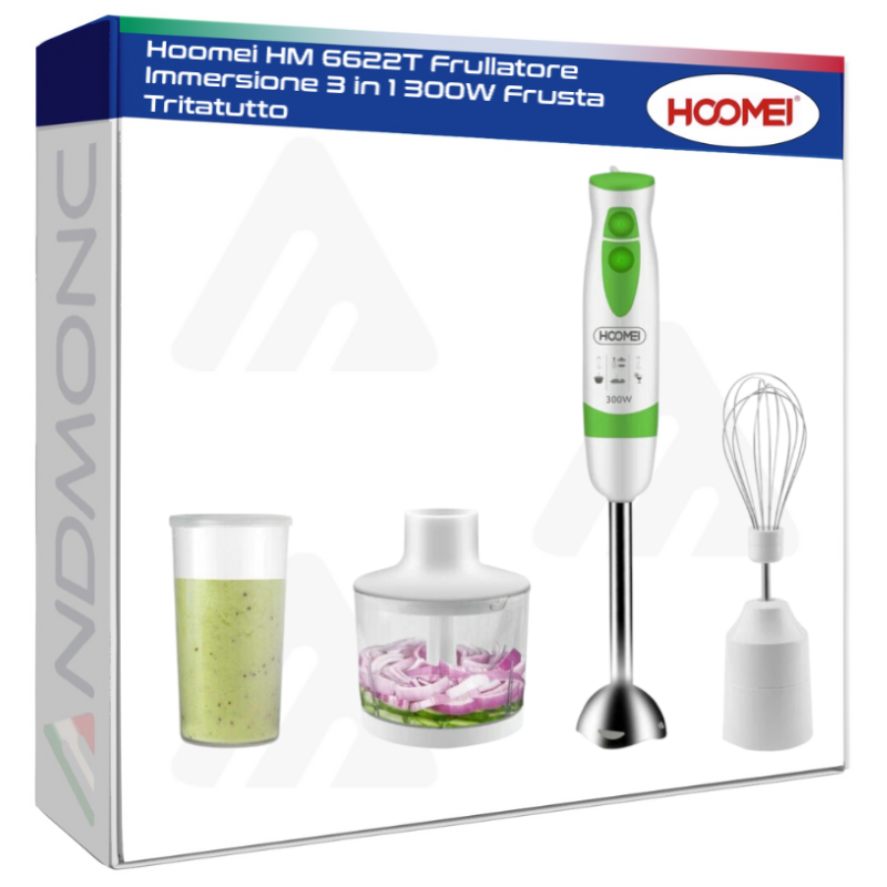 Hoomei HM 6622T Frullatore Immersione 3 in 1 300W Frusta Tritatutto