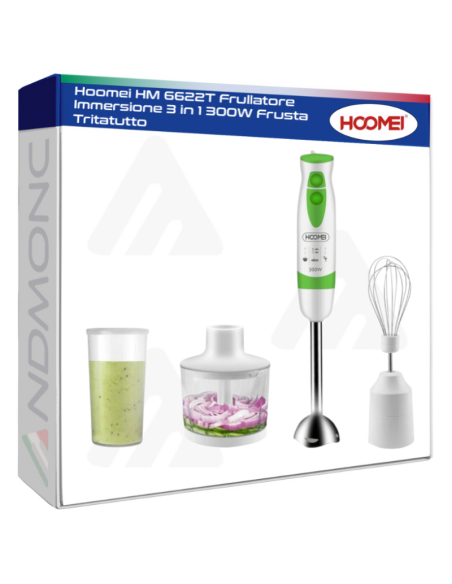 Hoomei HM 6622T Frullatore Immersione 3 in 1 300W Frusta Tritatutto
