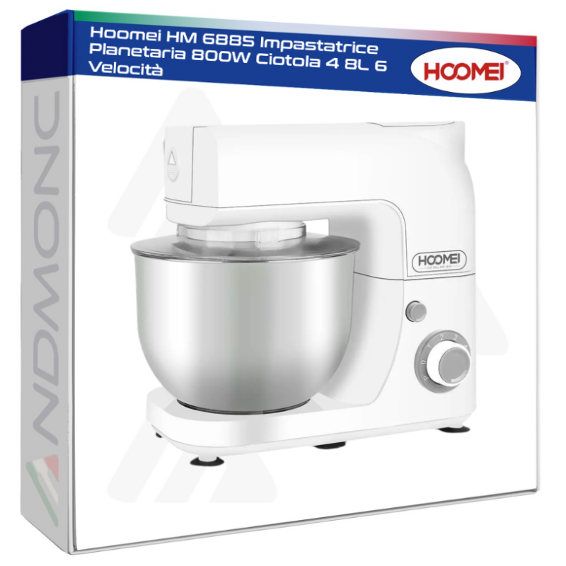 Hoomei HM 6885 Impastatrice Planetaria 800W Ciotola 4 8L 6 Velocità