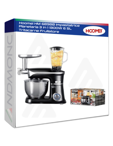 Hoomei HM 6898B Impastatrice Planetaria 3 in 1 1300W 6 5L Tritacarne Frullatore