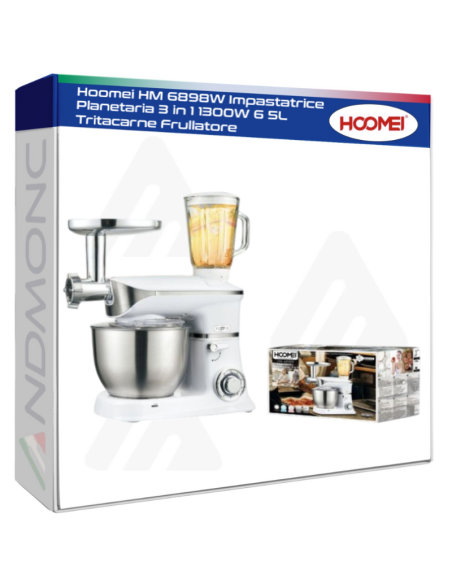 Hoomei HM 6898W Impastatrice Planetaria 3 in 1 1300W 6 5L Tritacarne Frullatore