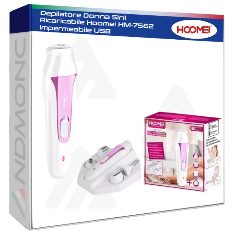 Depilatore Donna 5in1 Ricaricabile Hoomei HM-7562 Impermeabile USB
