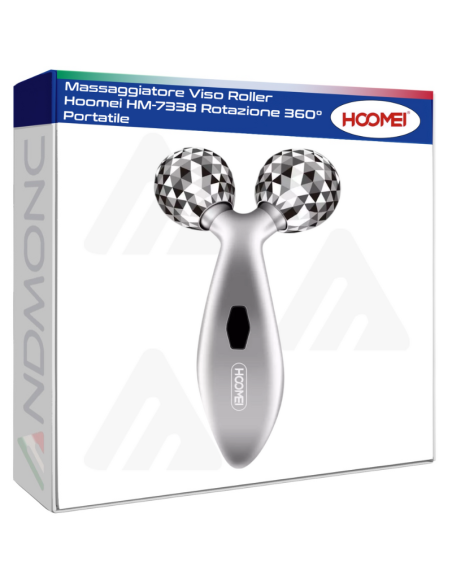 Massaggiatore Viso Roller Hoomei HM-7338 Rotazione 360° Portatile