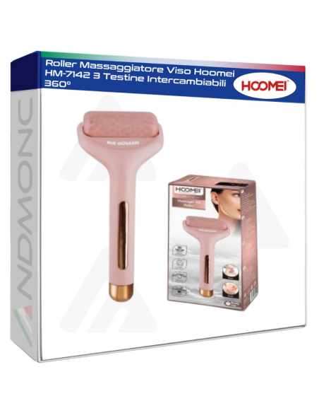 Roller Massaggiatore Viso Hoomei HM-7142 3 Testine Intercambiabili 360°