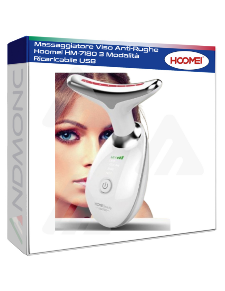 Massaggiatore Viso Anti-Rughe Hoomei HM-7180 3 Modalità Ricaricabile USB