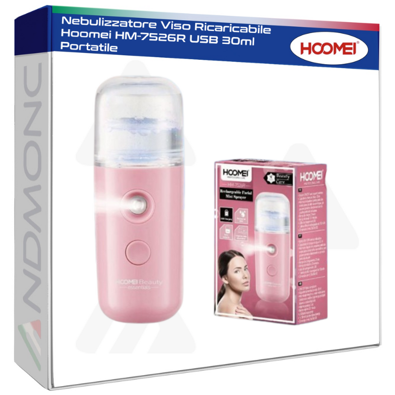 Nebulizzatore Viso Ricaricabile Hoomei HM-7526R USB 30ml Portatile