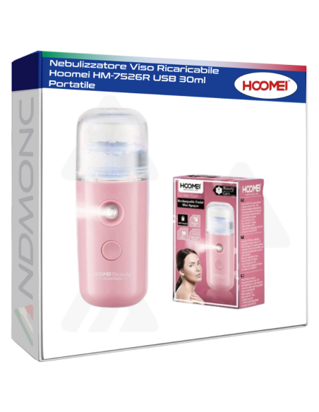Nebulizzatore Viso Ricaricabile Hoomei HM-7526R USB 30ml Portatile