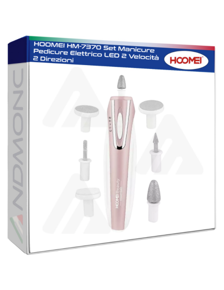 HOOMEI HM-7370 Set Manicure Pedicure Elettrico LED 2 Velocità 2 Direzioni