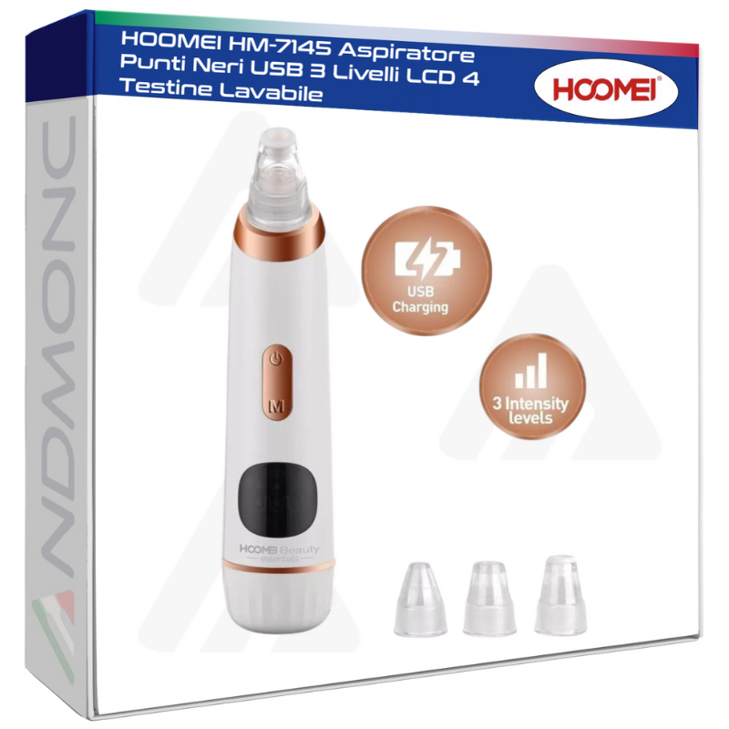 HOOMEI HM-7145 Aspiratore Punti Neri USB 3 Livelli LCD 4 Testine Lavabile