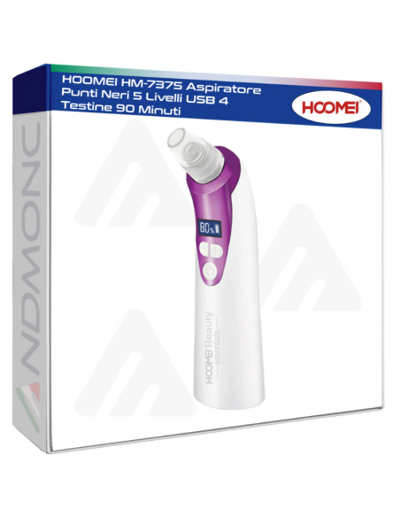 HOOMEI HM-7375 Aspiratore Punti Neri 5 Livelli USB 4 Testine 90 Minuti