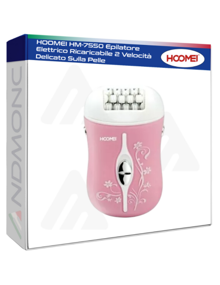 HOOMEI HM-7550 Epilatore Elettrico Ricaricabile 2 Velocità Delicato Sulla Pelle