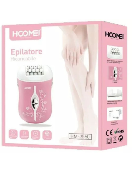 HOOMEI HM-7550 Epilatore Elettrico Ricaricabile 2 Velocità Delicato Sulla Pelle