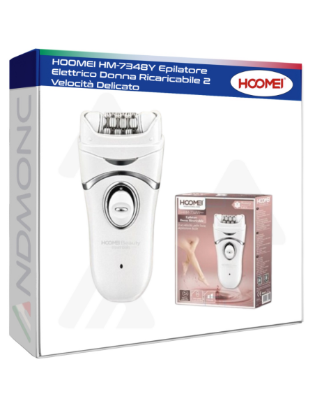 HOOMEI HM-7348Y Epilatore Elettrico Donna Ricaricabile 2 Velocità Delicato
