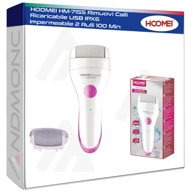 HOOMEI HM-7155 Rimuovi Calli Ricaricabile USB IPX6 Impermeabile 2 Rulli 100 Min