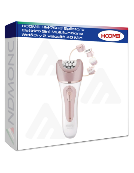 HOOMEI HM-7588 Epilatore Elettrico 5in1 Multifunzione Wet&Dry 2 Velocità 40 Min