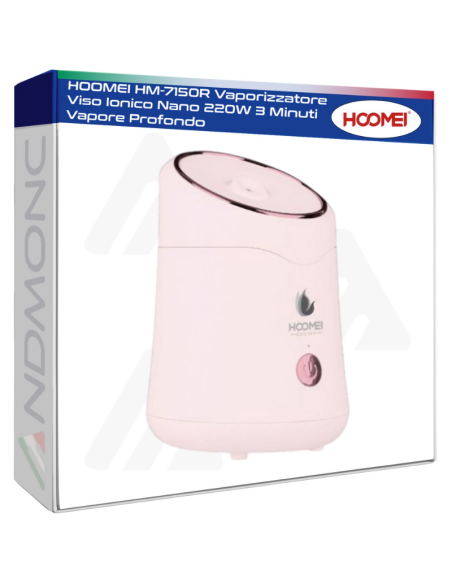 HOOMEI HM-7150R Vaporizzatore Viso Ionico Nano 220W 3 Minuti Vapore Profondo