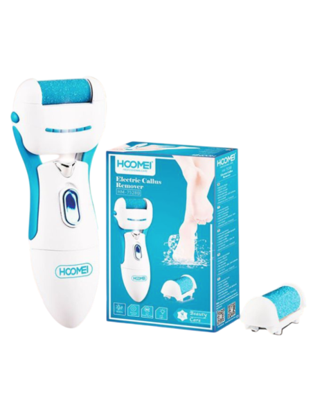 HOOMEI HM-7528B Rimuovi Calli Elettrico Wet&Dry 2 Rulli Batteria 2xAA