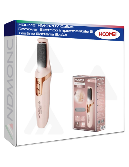 HOOMEI HM-7120Y Rimuovi Calli Elettrico Impermeabile 2 Testine Batteria 2xAA