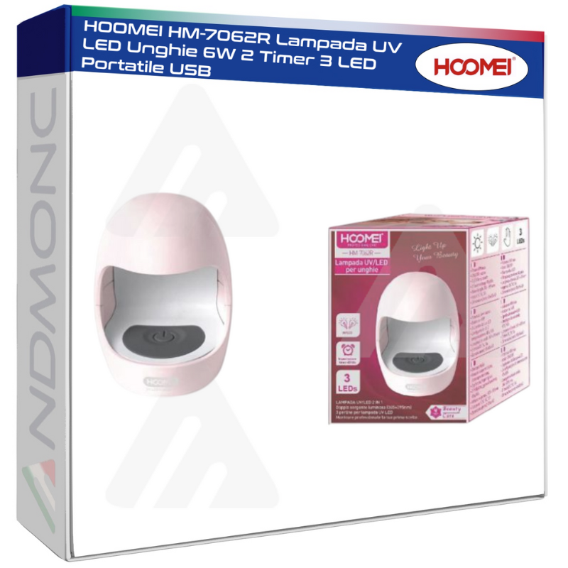 HOOMEI HM-7062R Lampada UV LED Unghie 6W 2 Timer 3 LED Portatile USB