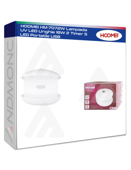 HOOMEI HM-7072W Lampada UV LED Unghie 18W 2 Timer 5 LED Portatile USB