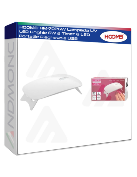 HOOMEI HM-7026W Lampada UV LED Unghie 6W 2 Timer 6 LED Portatile Pieghevole USB