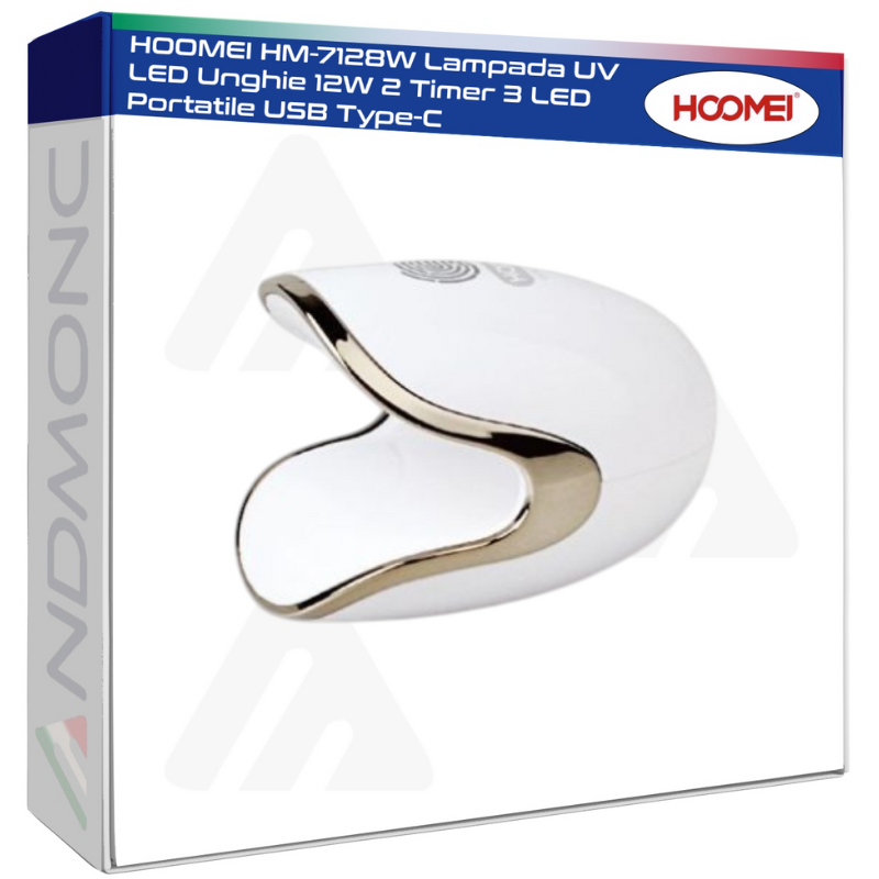 HOOMEI HM-7128W Lampada UV LED Unghie 12W 2 Timer 3 LED Portatile USB Type-C
