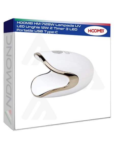 HOOMEI HM-7128W Lampada UV LED Unghie 12W 2 Timer 3 LED Portatile USB Type-C