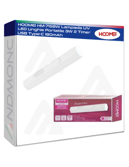 HOOMEI HM-7158W Lampada UV LED Unghie Portatile 3W 2 Timer USB Type-C 180mAh