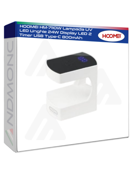 HOOMEI HM-7110W Lampada UV LED Unghie 24W Display LED 2 Timer USB Type-C 800mAh