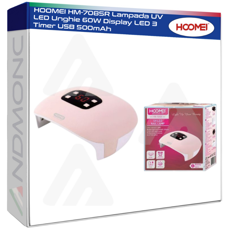 HOOMEI HM-7085R Lampada UV LED Unghie 60W Display LED 3 Timer USB 500mAh