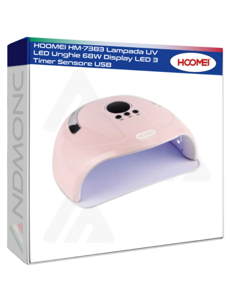 HOOMEI HM-7383 Lampada UV LED Unghie 68W Display LED 3 Timer Sensore USB