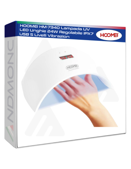 HOOMEI HM-7340 Lampada UV LED Unghie 24W Regolabile IPX7 USB 5 Livelli Vibrazion