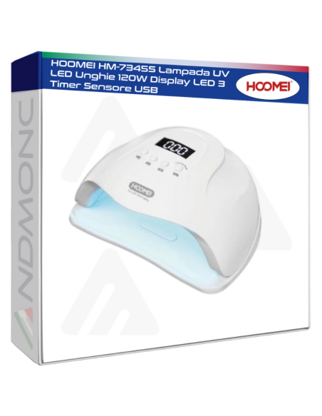 HOOMEI HM-7345S Lampada UV LED Unghie 120W Display LED 3 Timer Sensore USB
