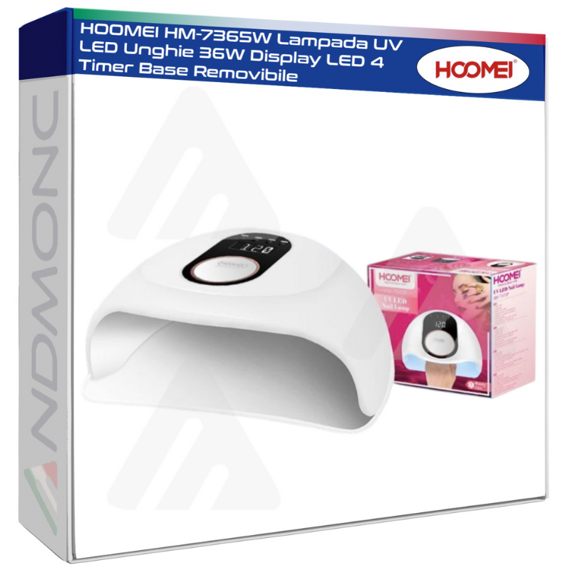 HOOMEI HM-7365W Lampada UV LED Unghie 36W Display LED 4 Timer Base Removibile