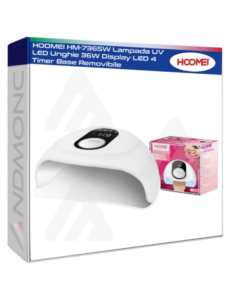 HOOMEI HM-7365W Lampada UV LED Unghie 36W Display LED 4 Timer Base Removibile