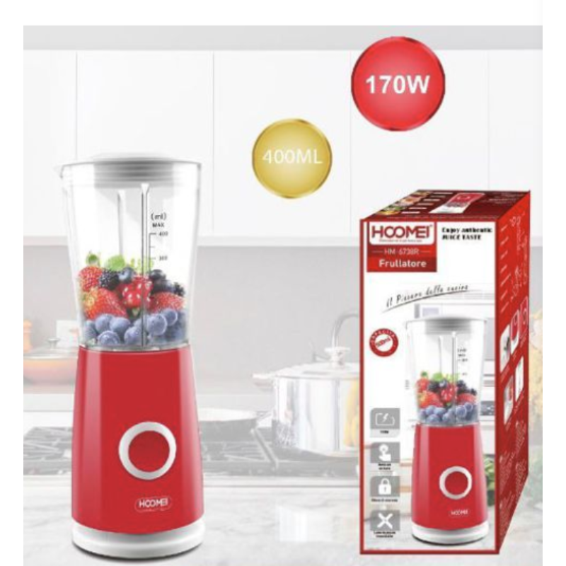 HOOMEI HM-6738R Frullatore 400ml 170W 4 Lame...